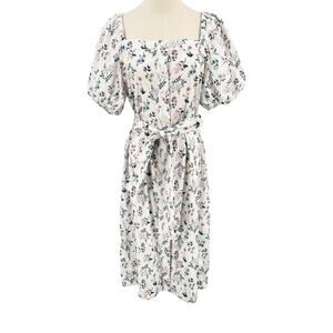 J. Crew Cottage Dress in Liberty Annelise Floral Print Puff Sleeves White AY640